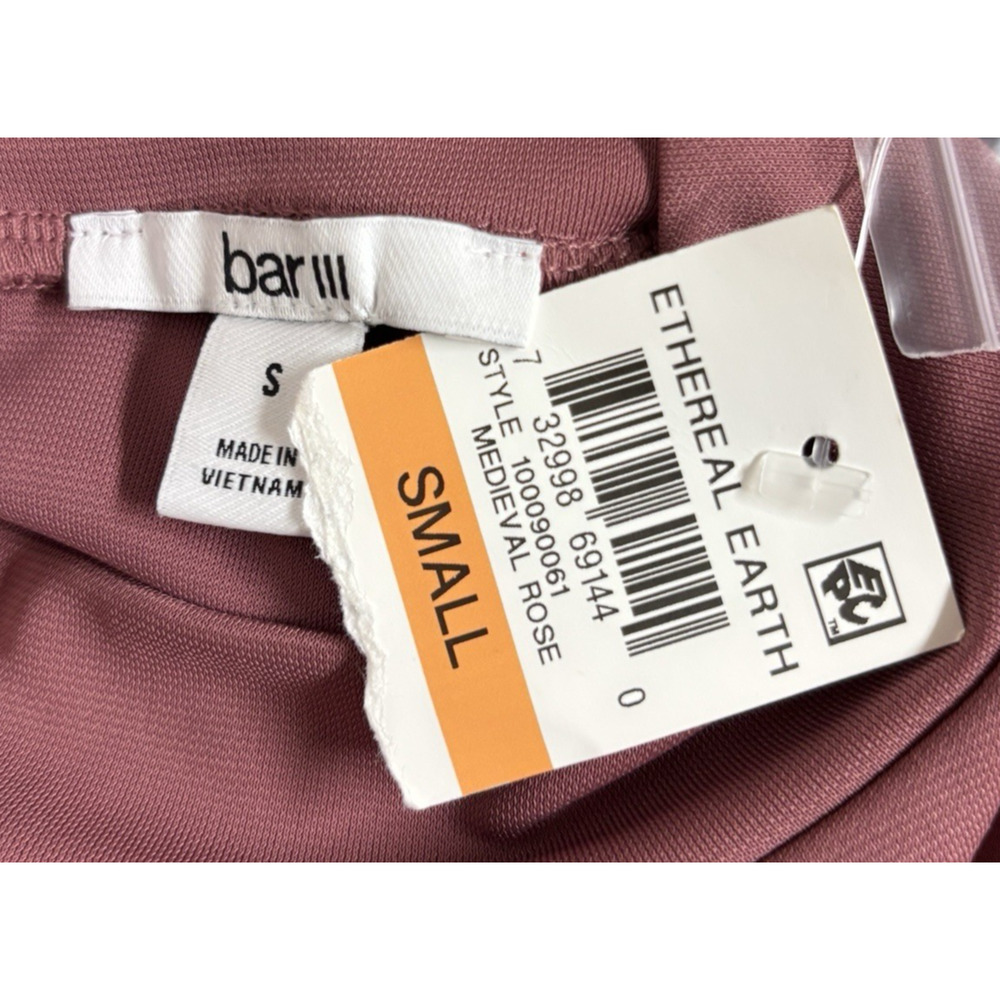 Bar III Womens Ruched Side Sheath Dress Mauve Sleeveless Mock Neck Medium New - Picture 7 of 9